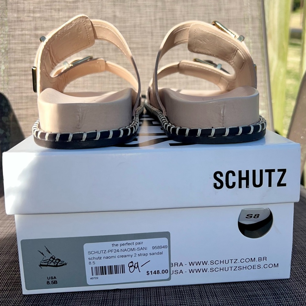 Schutz Beige Double Buckle Sandals - Picture 7 of 8